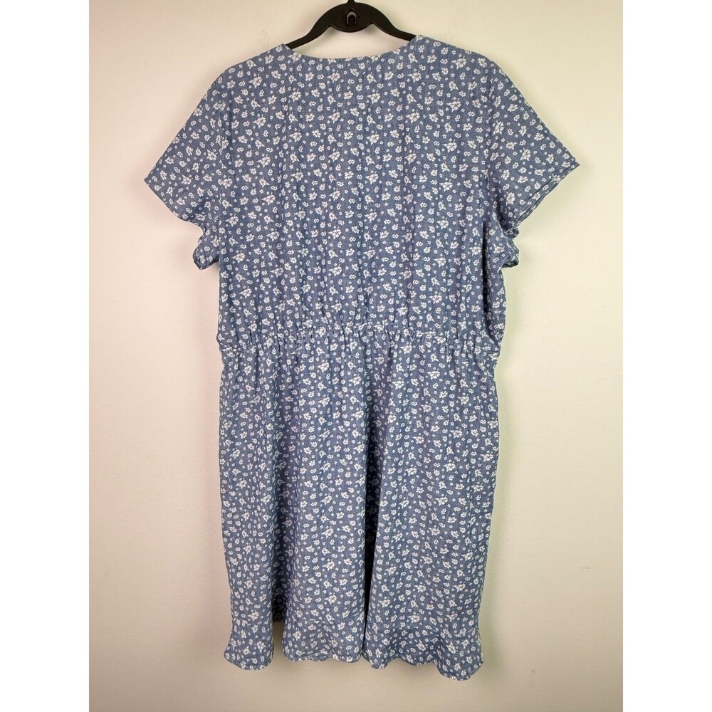 J.Crew Mercantile XXL Blue Floral Faux Wrap Dress Ruffle Cottagecore Feminine - Picture 5 of 10